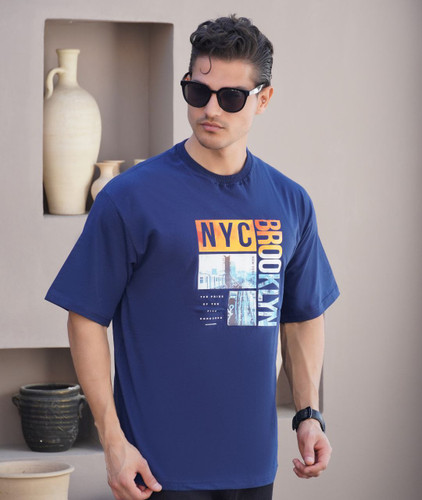 خرید تیشرت باکسی سورمه ای