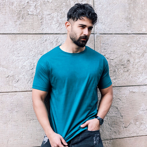 خرید تیشرت ساده سبز کله غازی نخی