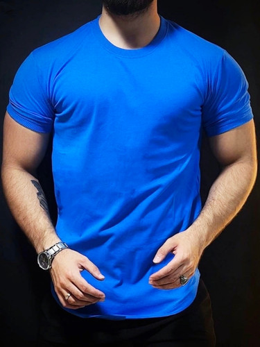 خرید تیشرت بیسیک آبی کاربنی مردانه