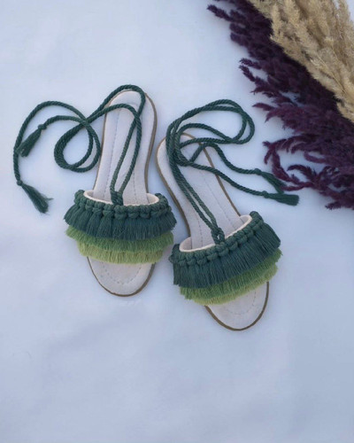 صندل مکرومه بند دار سبز